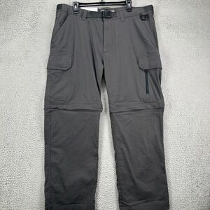 BC Clothing Mens Cargo Convertible Pants 2XL-30 Dark Grey Belted Nylon Blend NEW